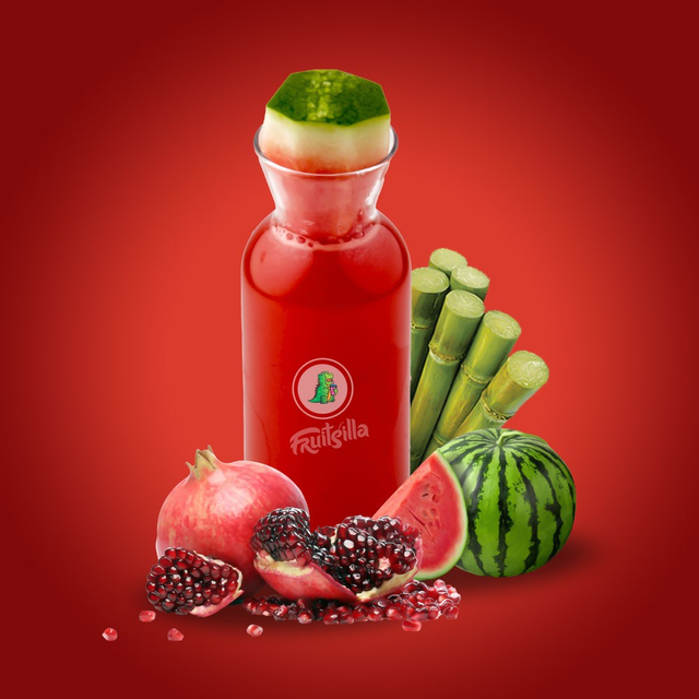 Sugarcane with Pomegranate and Watermelon.