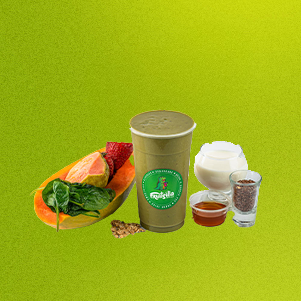 BURNER BLEND - STRAWBERRY, GUVAVA, BANANA, SPINACH, OAT MILK, FLAX SEEDS, HONEY, OATS & PAPAYA