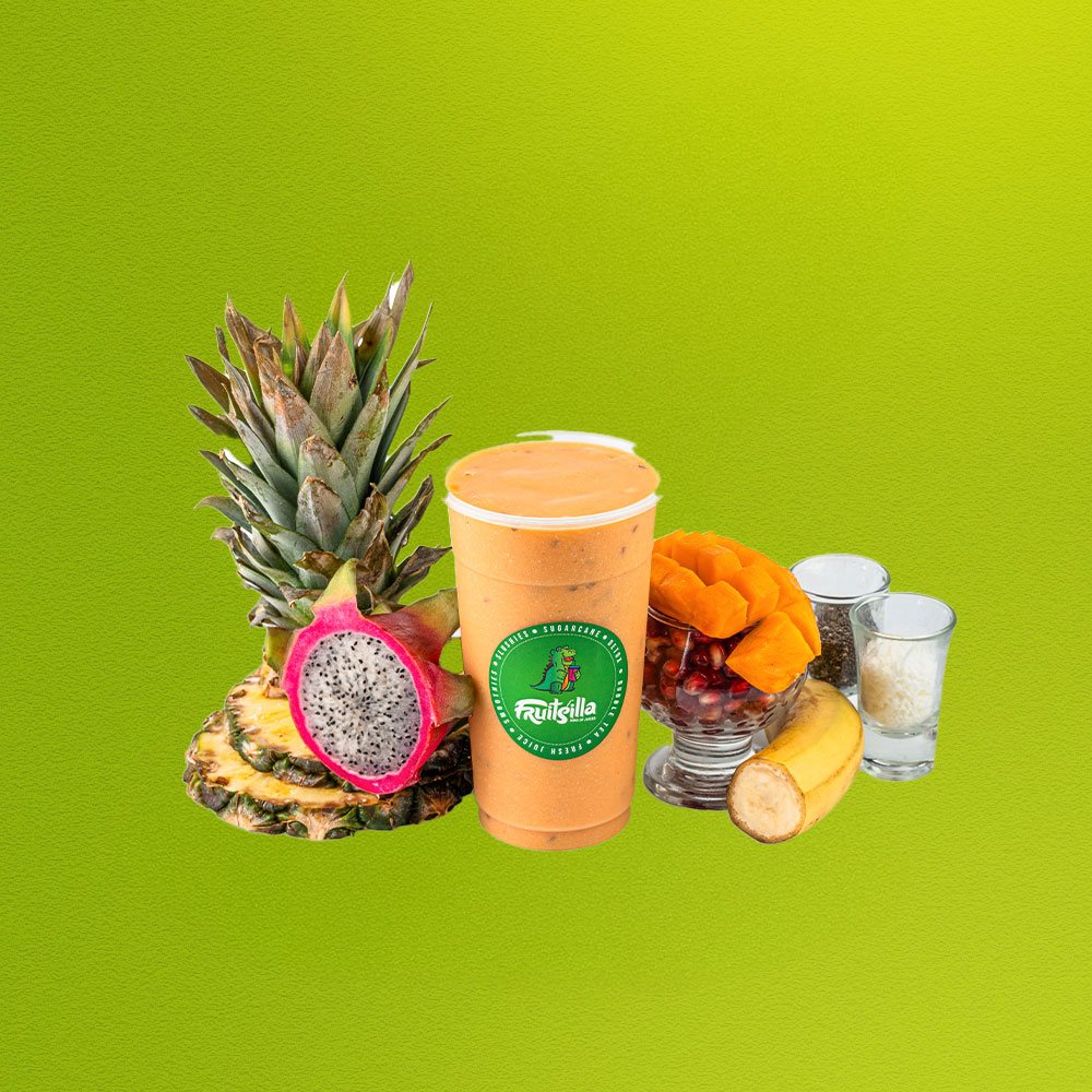 DRAGON DELIGHT - DRAGON FRUIT, BANANA, PINEAPPLE, SHREDDED COCONUT, POMOGRANATE, MANGO & ORGANIC CHIA SEEDS