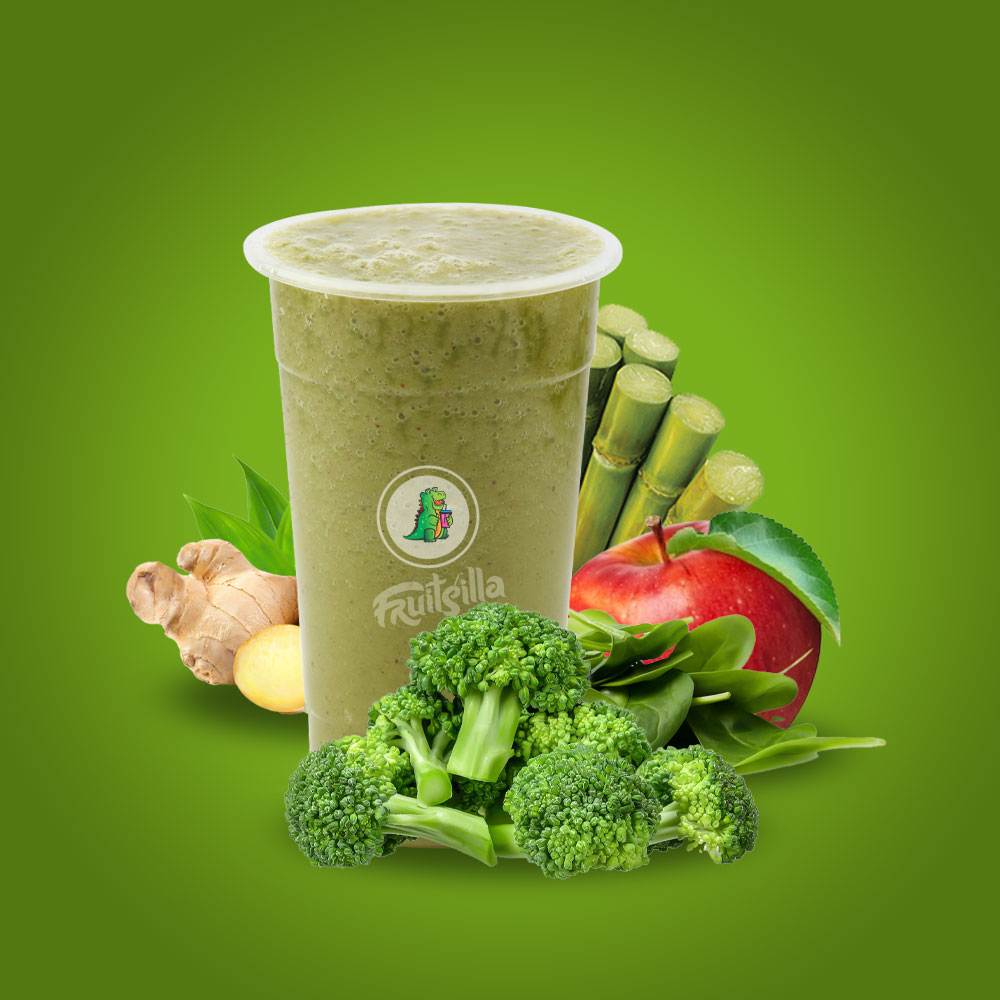 SUGARCANE WITH APPLE, BROCCOLI, SPINACH AND GINGER