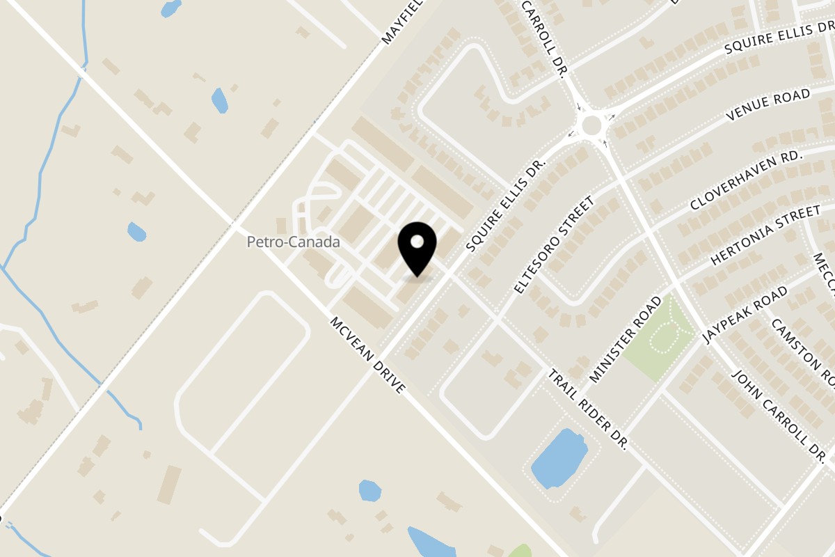 Map showing the location of Fruitsilla McVean on 11625 McVean Drive in Brampton